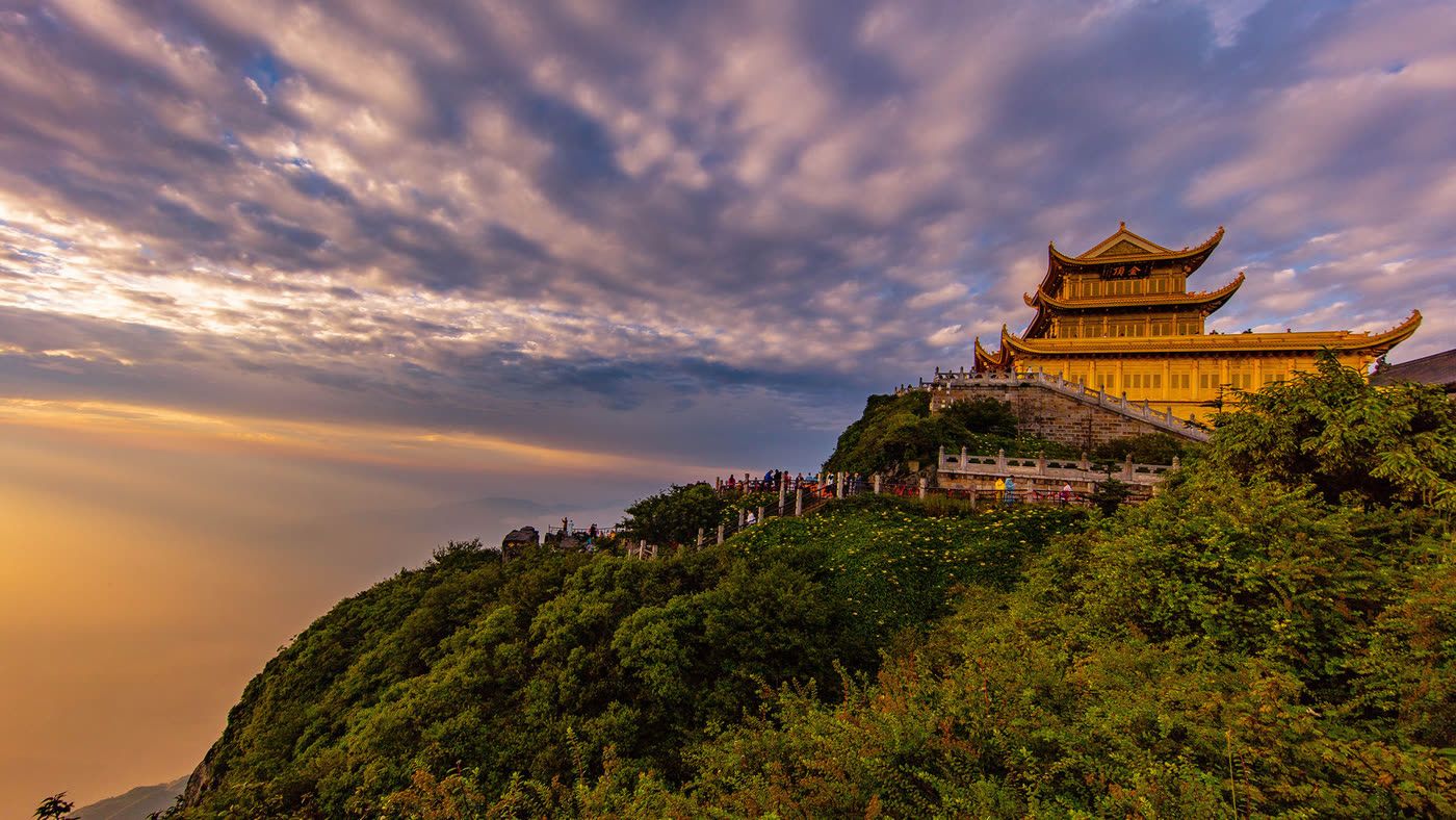 The Golden Summit of Mount Emei at sunset