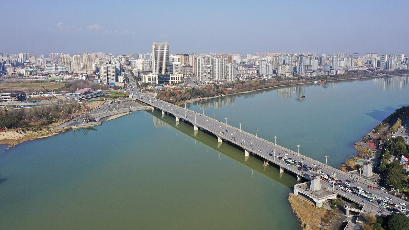 The Han River and Tianhan Bridge in Hanzhong