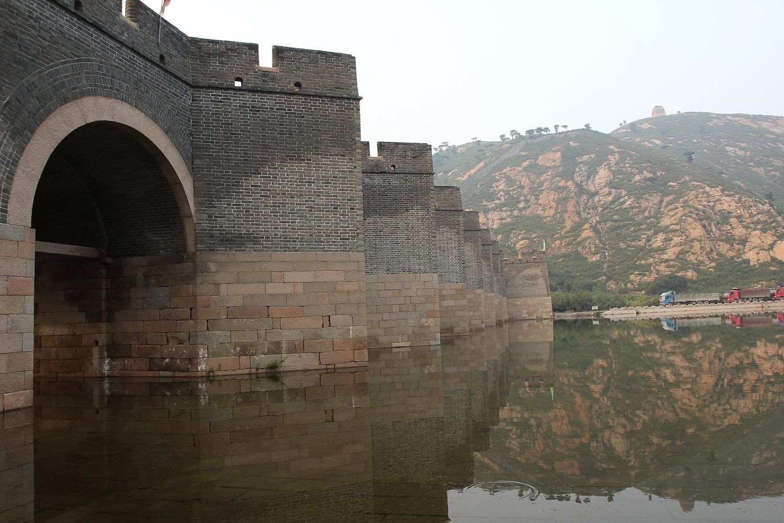 The Great Wall at Jiumenkou crossing a river, near Huludao