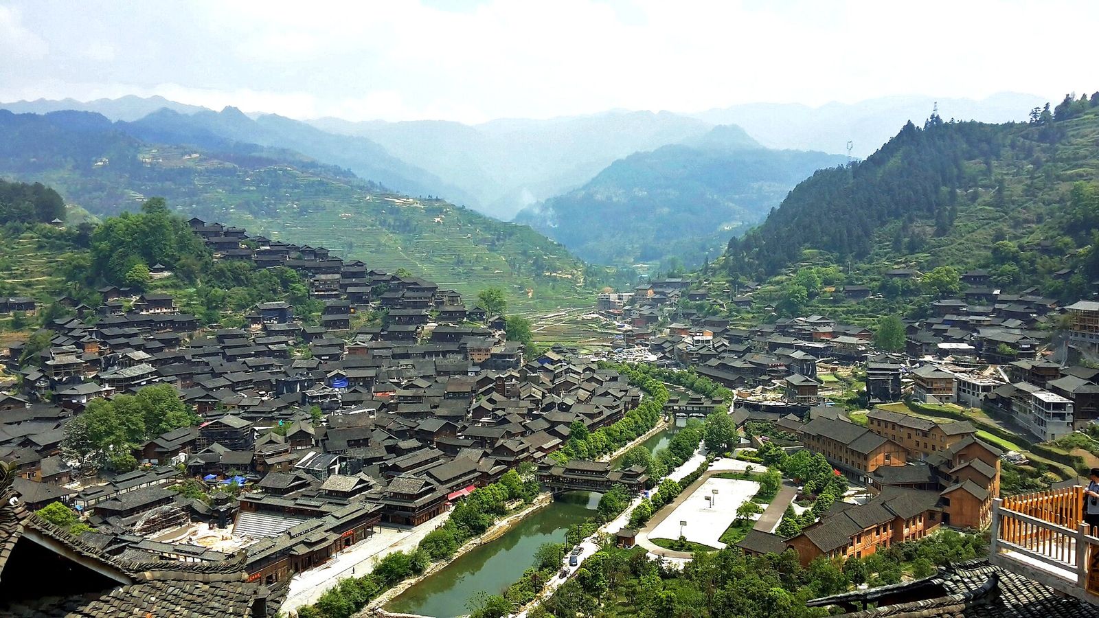 Xijiang Qianhu Miao village in Qiandongnan, seen from above
