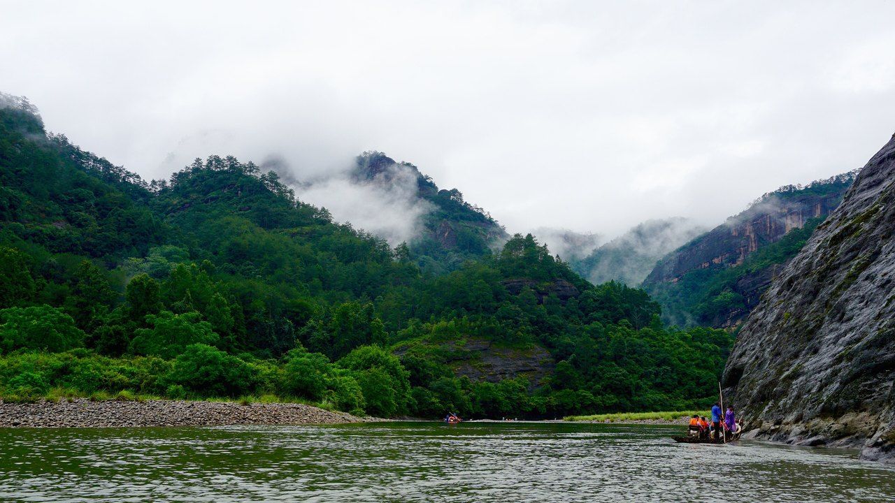 The Nine-Bend stream in a gorge in the Wuyi Mountains