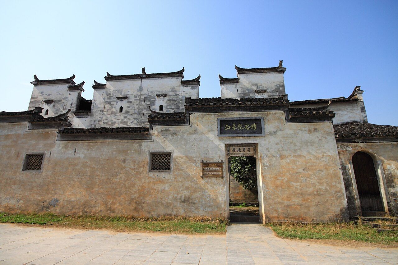 A whitewashed Huizhou house wall at Jiangwan in Wuyuan