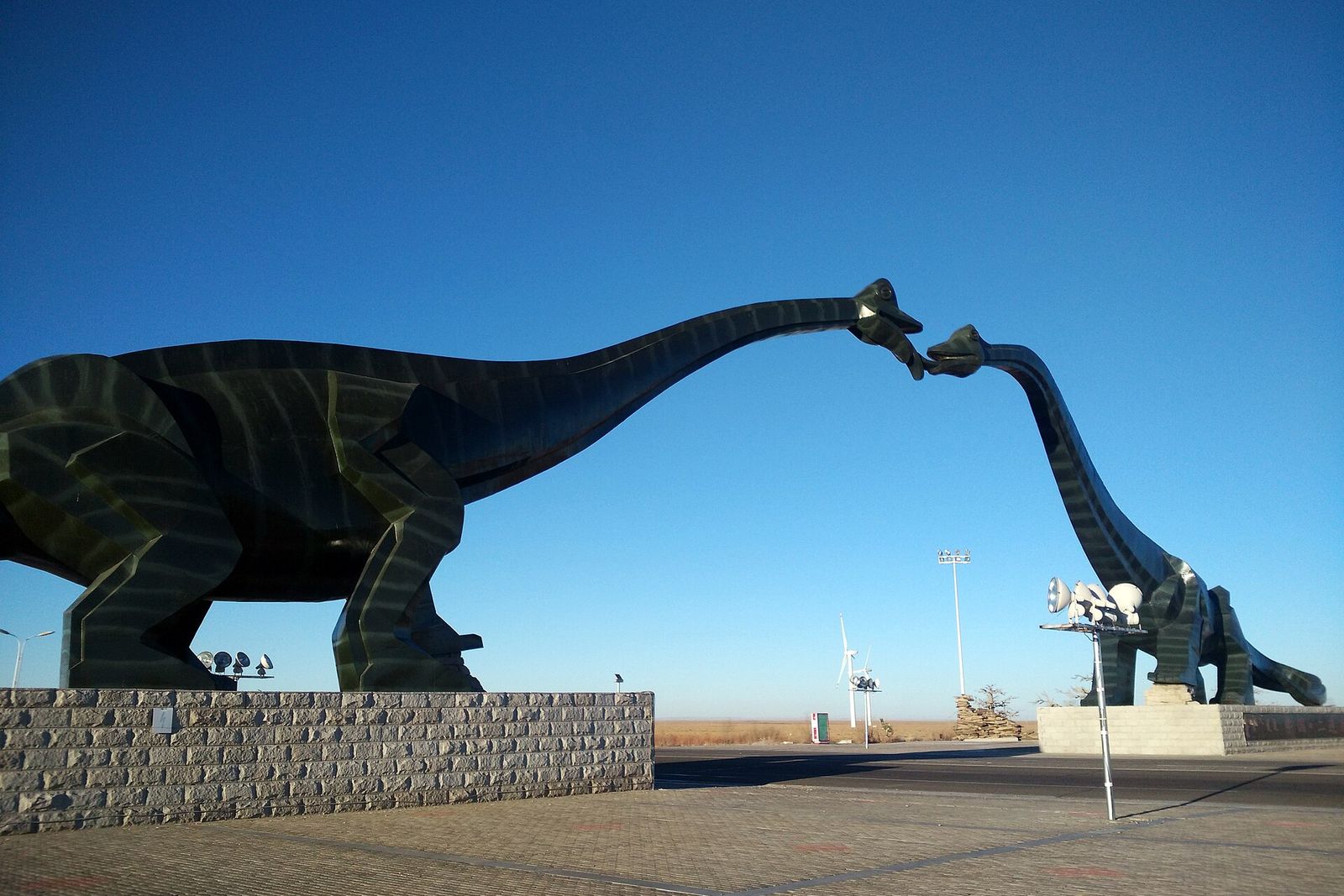 The kissing dinosaurs monument at Erenhot in Xilingol