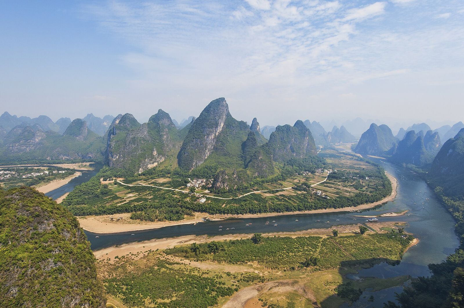 The Li River and karst peaks at Yangshuo