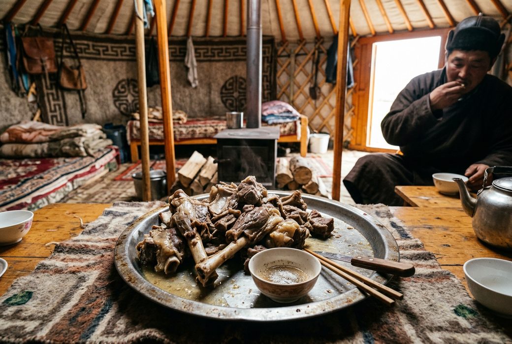 Alxa desert lamb hand grabbed mutton Mongolian nomadic food grassland simple boiled meat