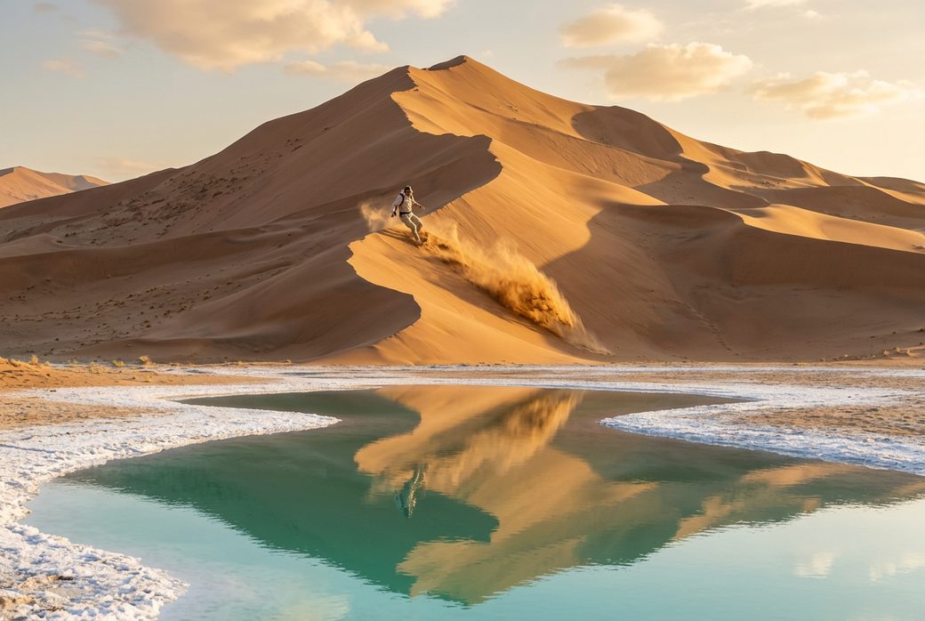 Badain Jaran singing sand dune acoustic phenomenon wind sliding sand resonant sound Alxa