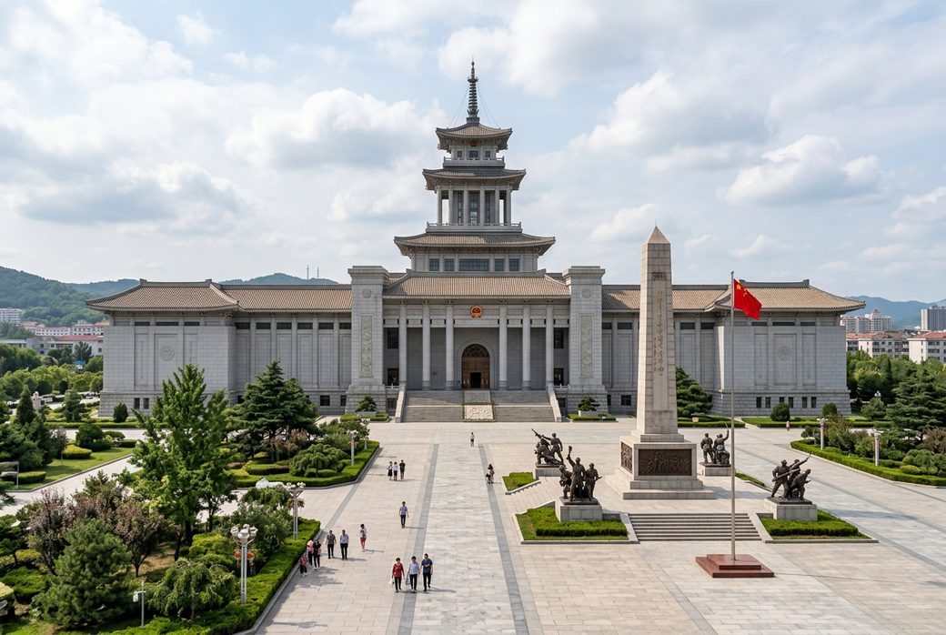 Korean War Memorial Museum Dandong large modern building with central tower and monument plaza