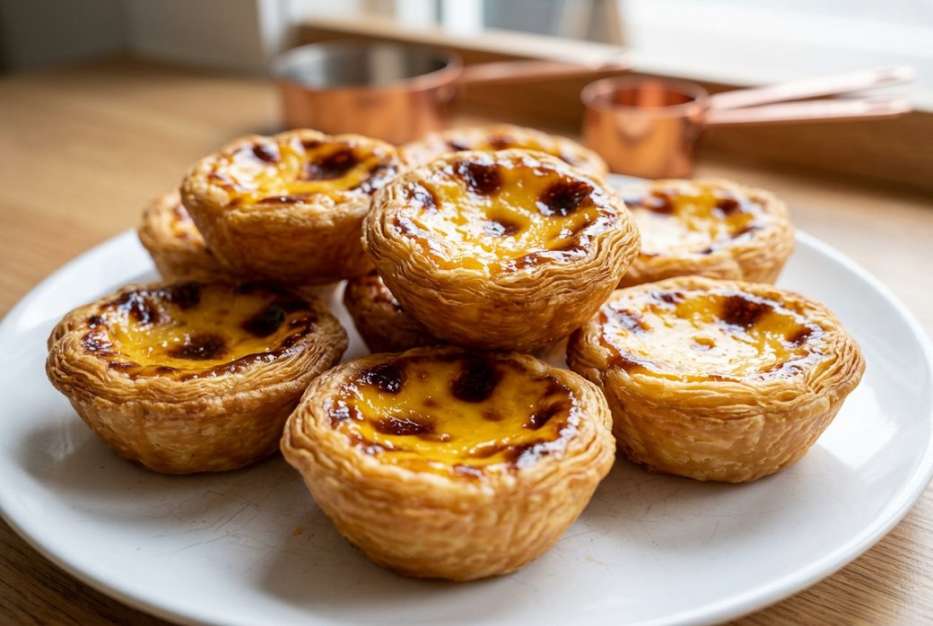 Macau authentic Portuguese egg tart flaky pastry golden charred spots custard silky smooth Lord Stow's Margaret Macau icon