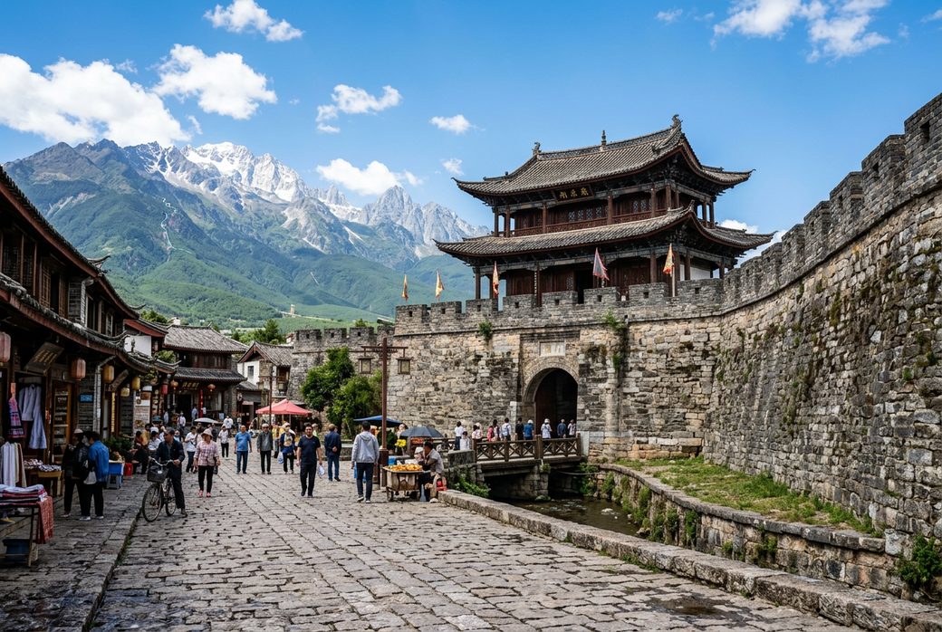 South gate tower and city wall of Dali Old Town