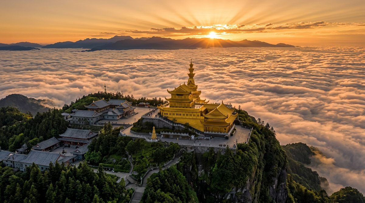 Mount Emei Golden Summit above a sea of clouds