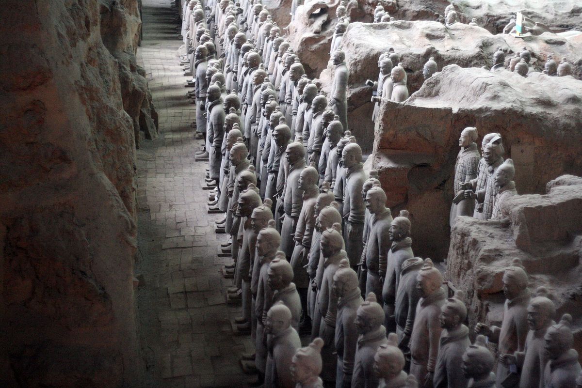 The Terracotta Army in Pit 1 at Xi'an